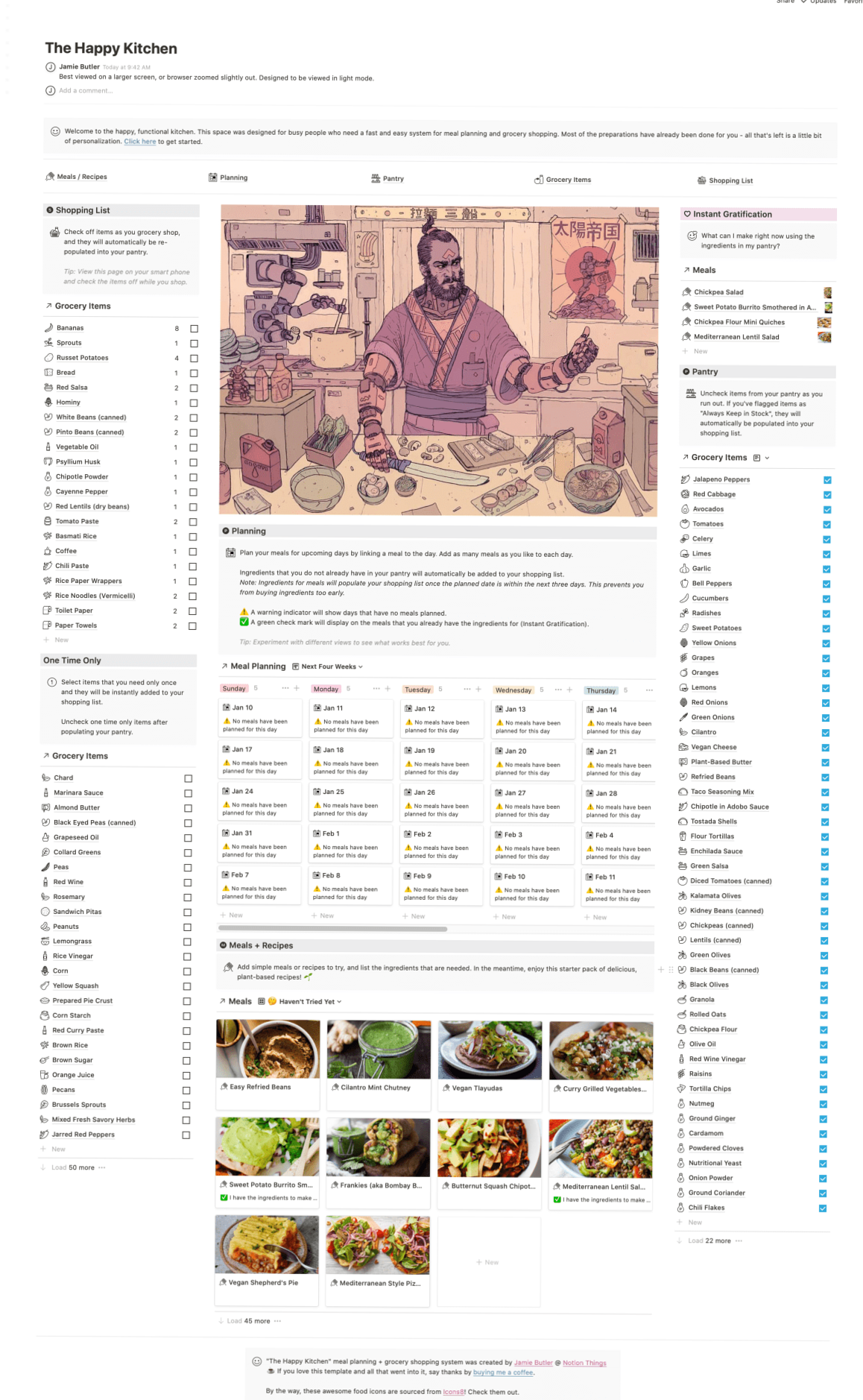 🖇️ 🖇️ The Happy Kitchen — Smart Meal Plan & Grocery List System | Notion Design | game-changing digital system