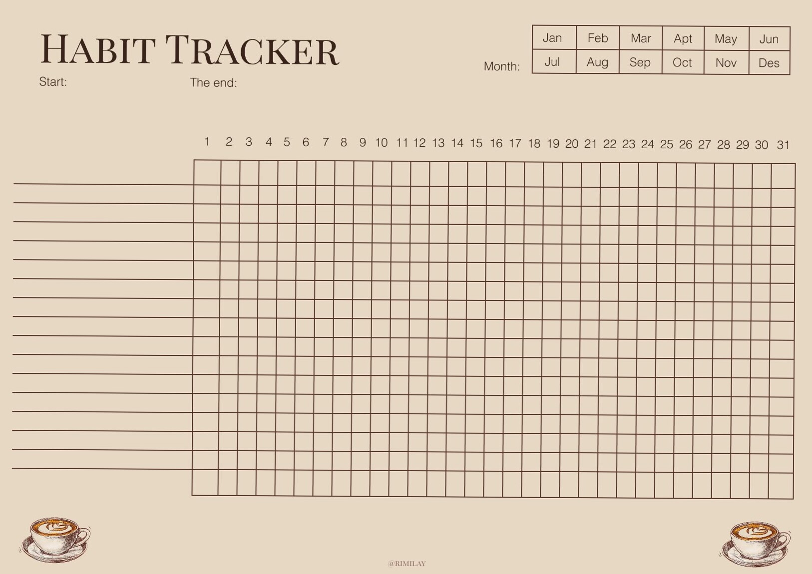 🪄 💎 ultimate printable checklist: Monthly Habit Tracker for Productive Living