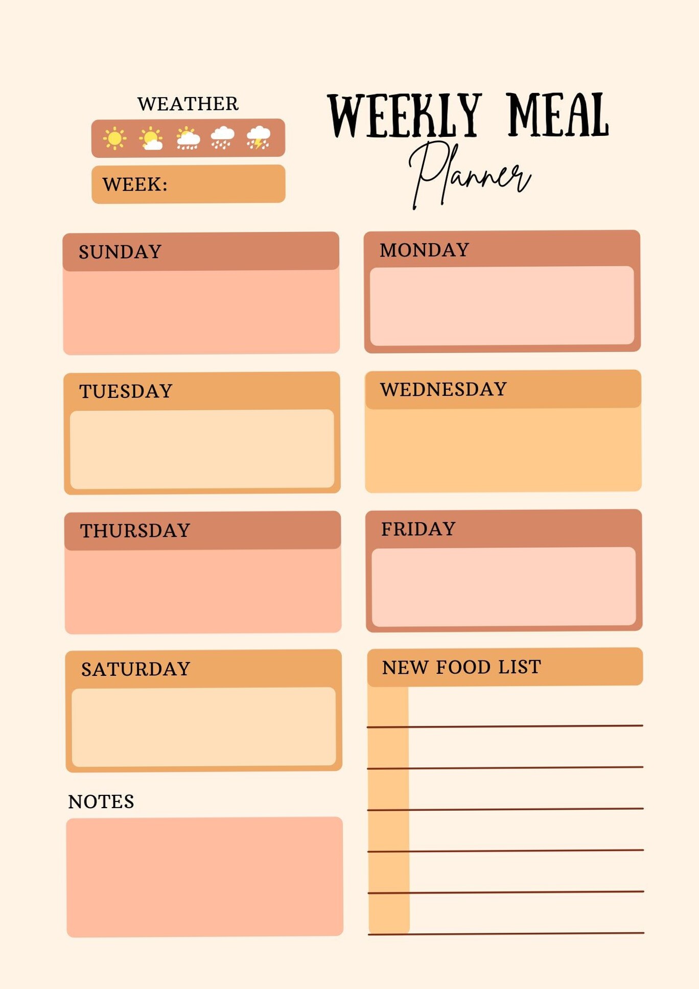 ☁️ ☁️ ultimate printable checklist: Revamp Your Meal Planning with our Best-Selling Weekly Planner | Instant Download | Food Tracker