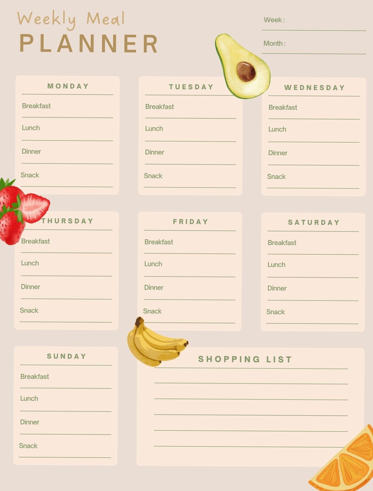 🕯️ 🕯️ ultimate printable checklist: Wöchentlicher Mahlzeitenplaner mit BONUS-Einkaufsliste!