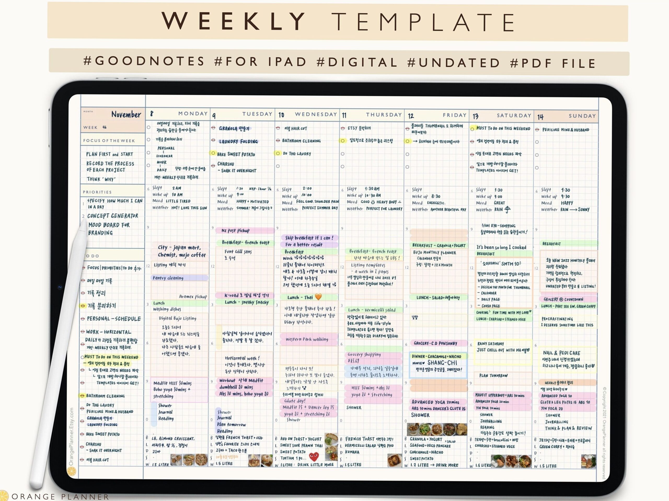 💎 🎨 Undated Weekly Planner Template for Goodnotes | Digital Organizing Tool | stay inspired all year long