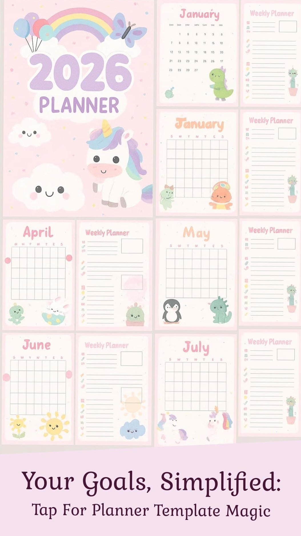 🖇️ 📁 Unicorn Magic: Full Year Planner Aesthetic Bundle | dream life manifestation