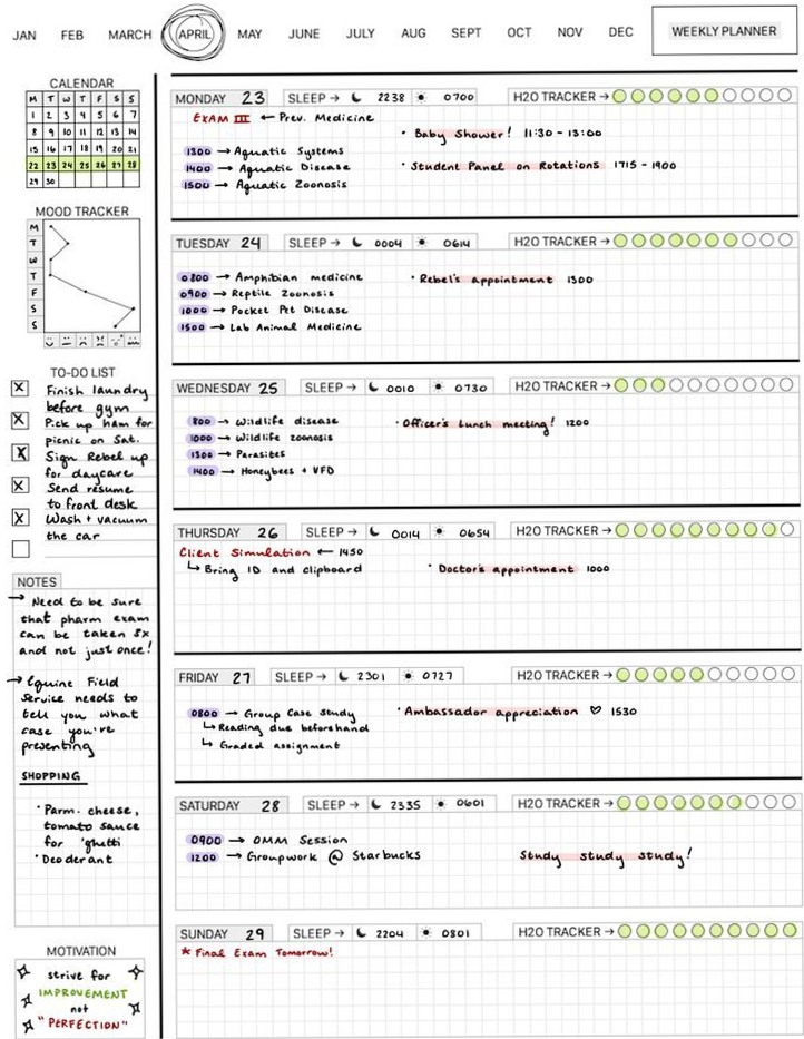 Veterinary Studies Weekly Planner 04.28.18 — 🥂 🌸 stay inspired all year long