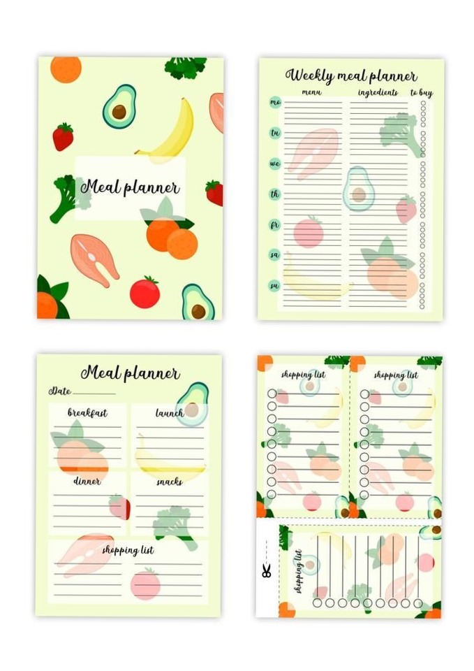 🖇️ 📁 Weekly & Daily Meal Planner Templates | Printable Vector Set | stay inspired all year long