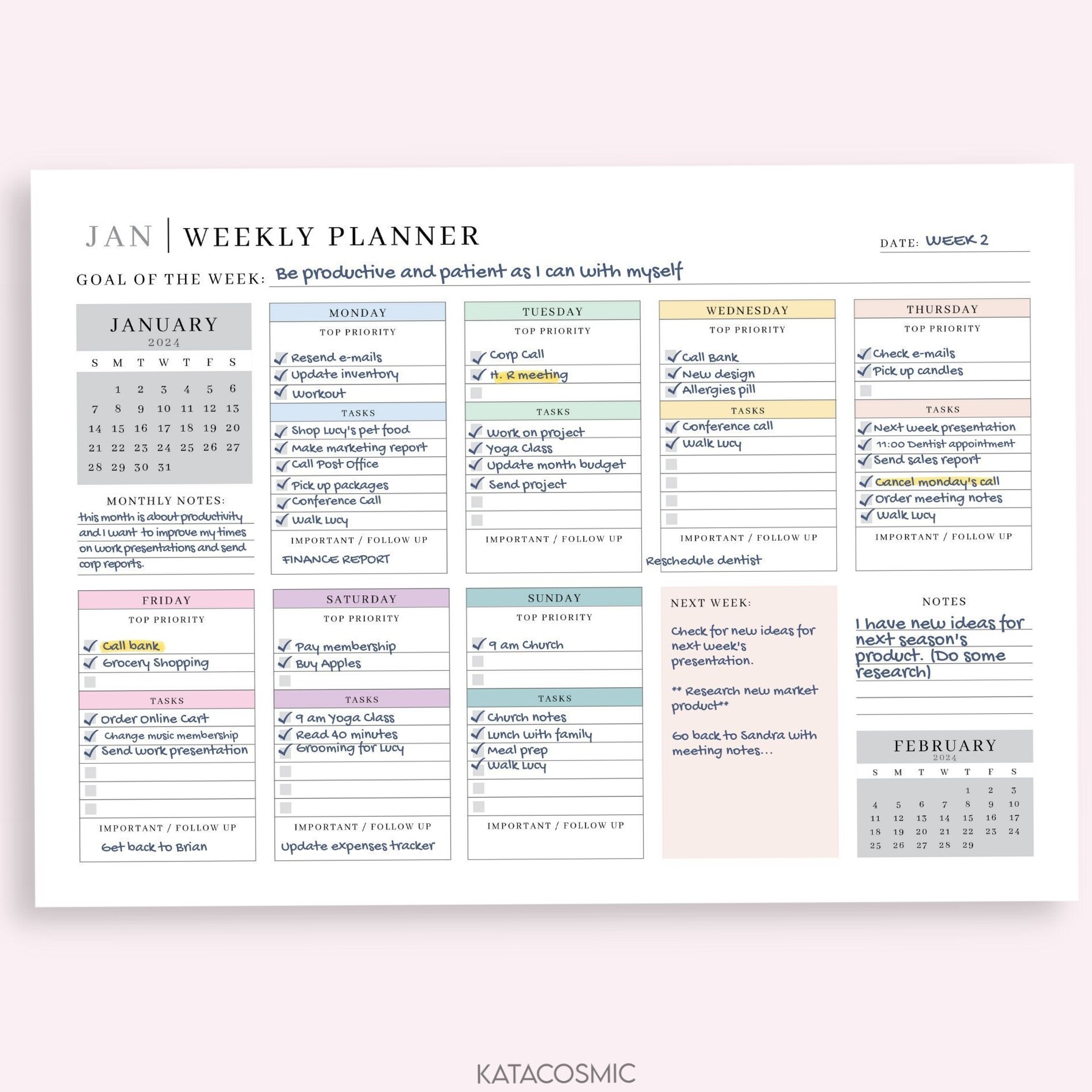 Weekly Dashboard Template for Organized Scheduling Ideas — 💍 🌸 only tool for life admin
