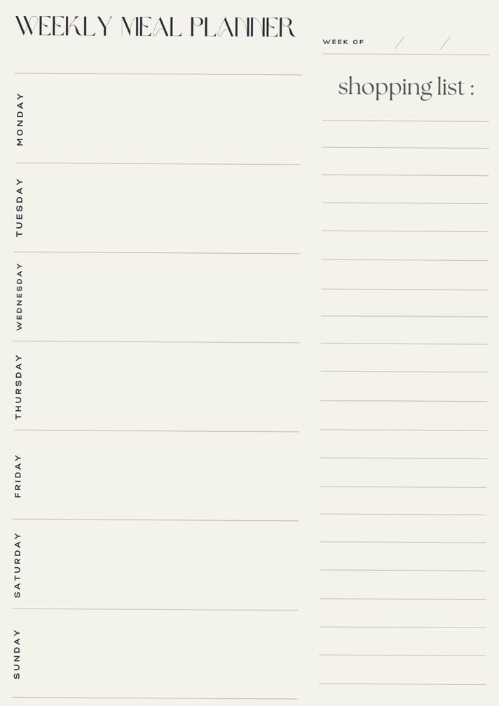 💍 🌸 Weekly Meal & Grocery Planner Digital Design | dream life manifestation