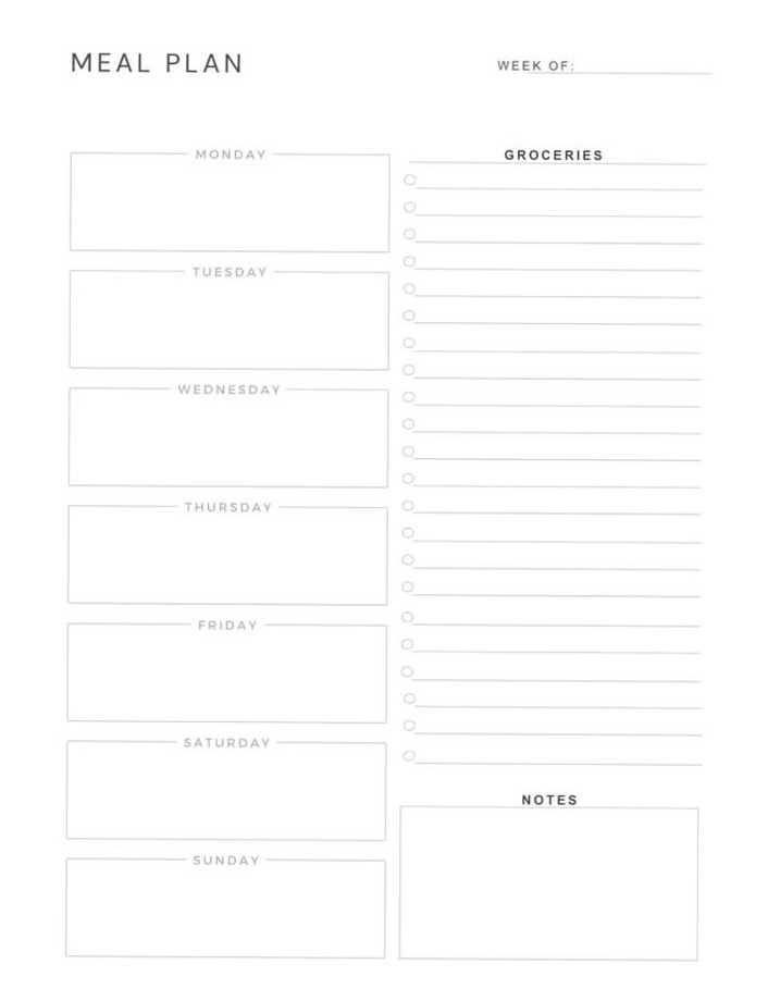 Weekly Meal Plan & Grocery List Printable Template — 📊 📌 romanticize your routine