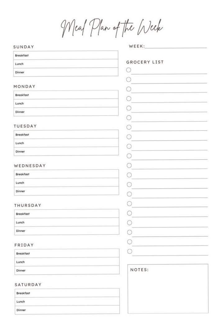 Weekly Meal Plan Ideas & Printable Planner Templates — 🌈 🎨 dream life manifestation