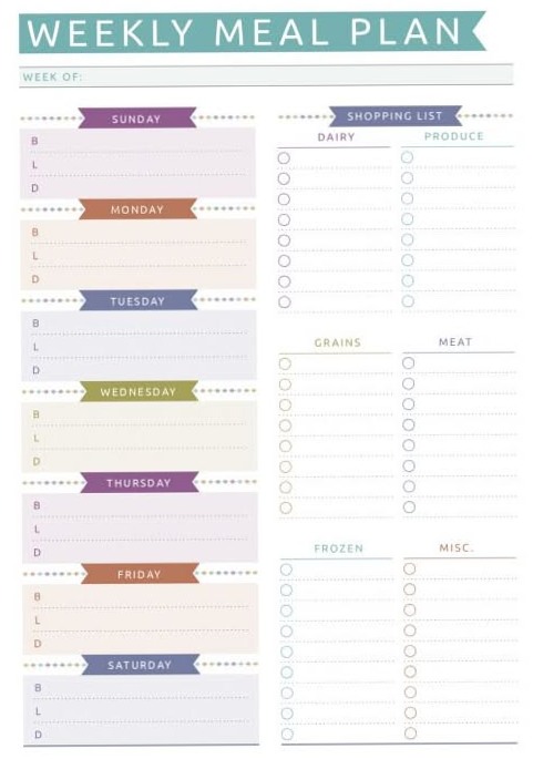 Weekly Meal Plan & Shopping List — Casual Design — 🤍 🌿 secret to staying productive