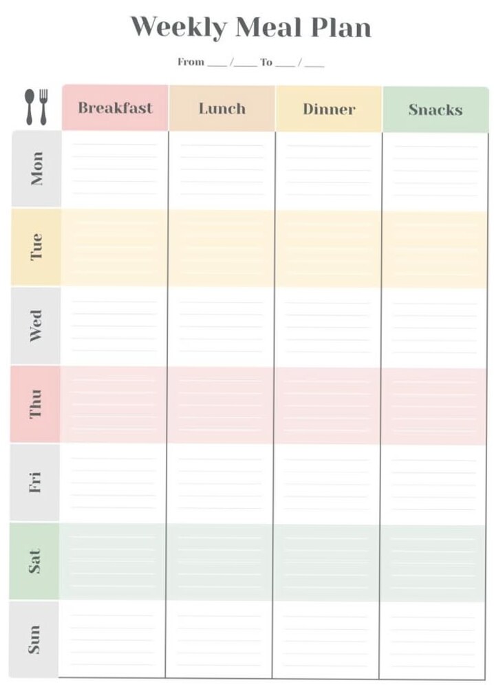 Weekly Meal Plan Template | Free Google Docs Design — 🕯️ 🤍 romanticize your routine