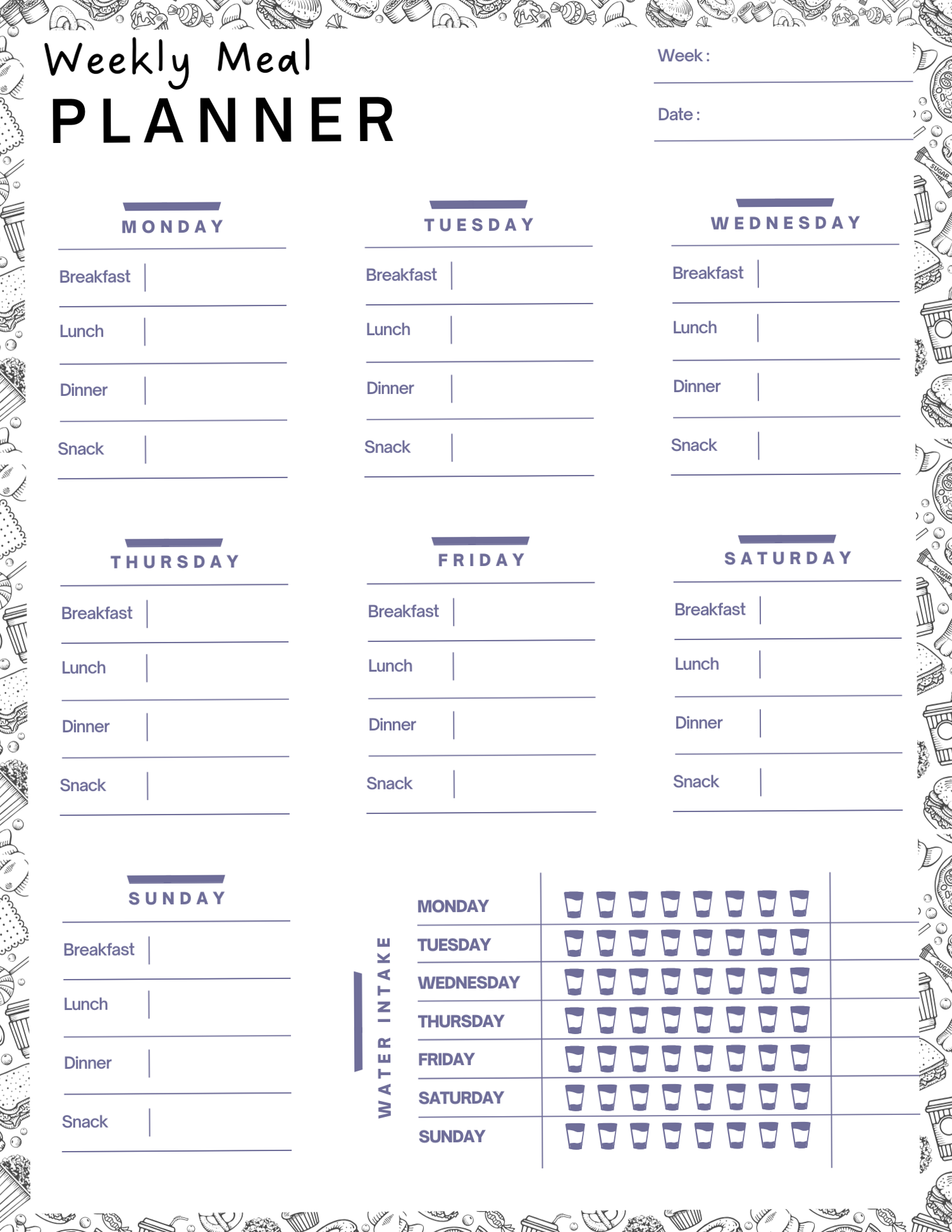 Weekly Meal Planner | Digital Design & Creative Assets — 🕯️ 🤍 romanticize your routine