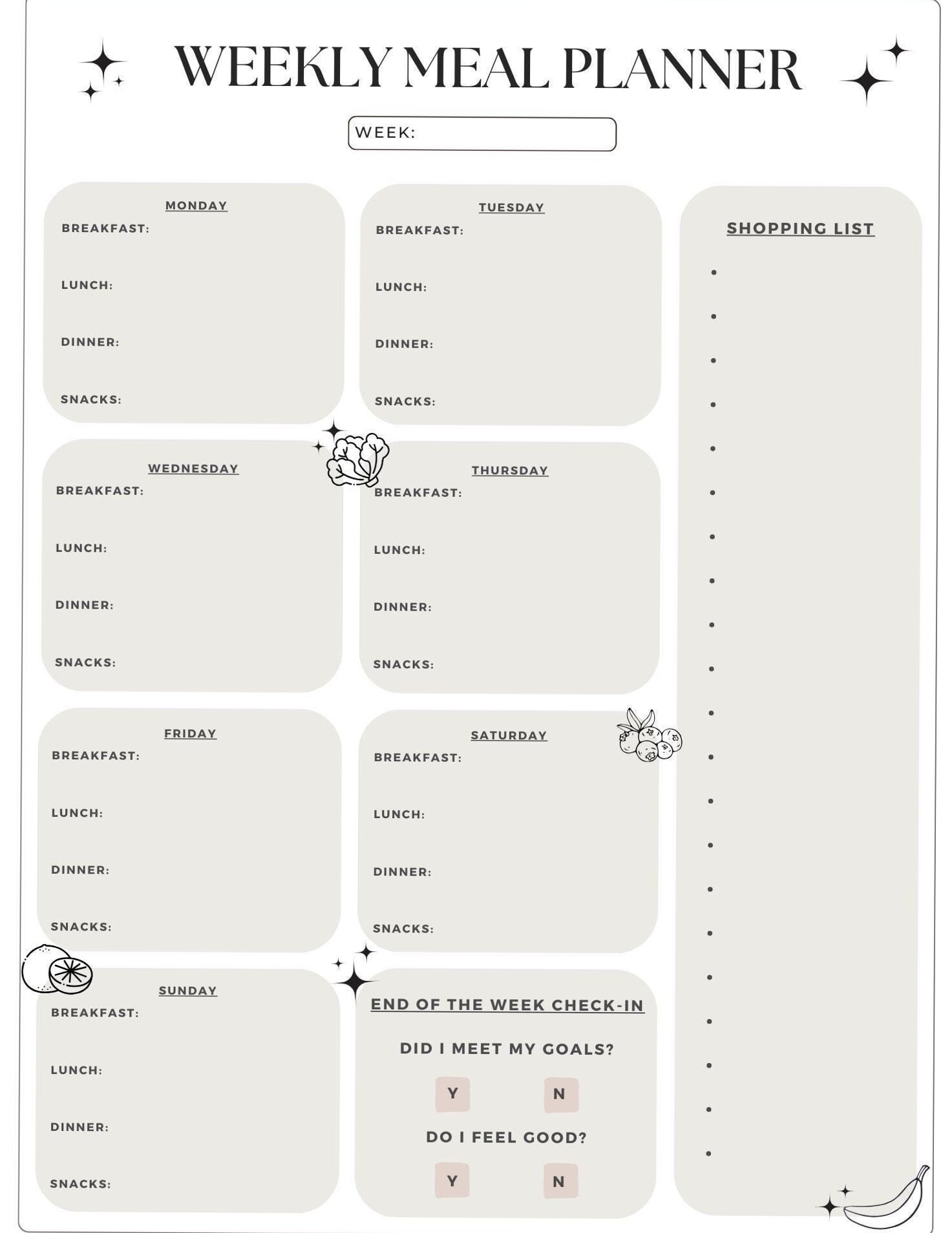 Weekly Meal Planner | Digital Design & Creative Planners — 🖌️ 🎨 secret to staying productive