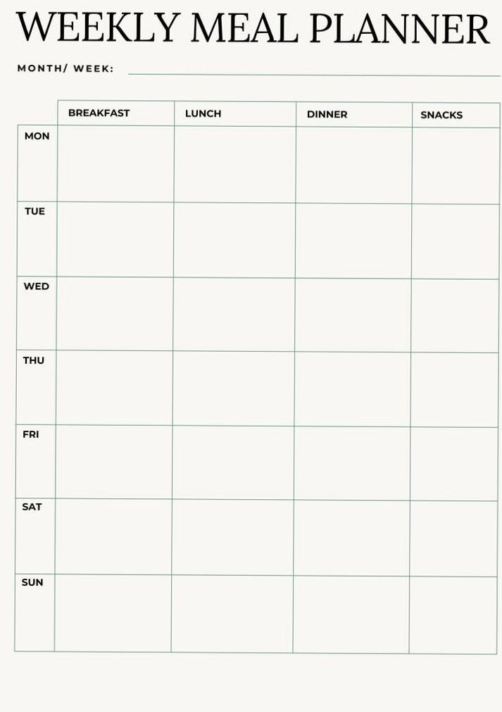 💌 🥂 Weekly Meal Planner | Digital Design & Creative Assets | secret to staying productive