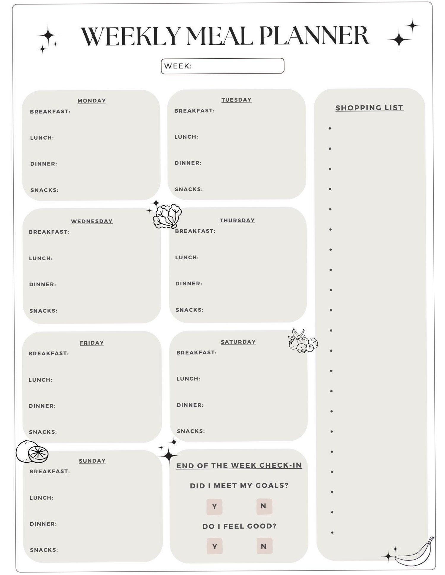 Weekly Meal Planner | Digital Design & Creative Assets — 📝 📝 stay inspired all year long