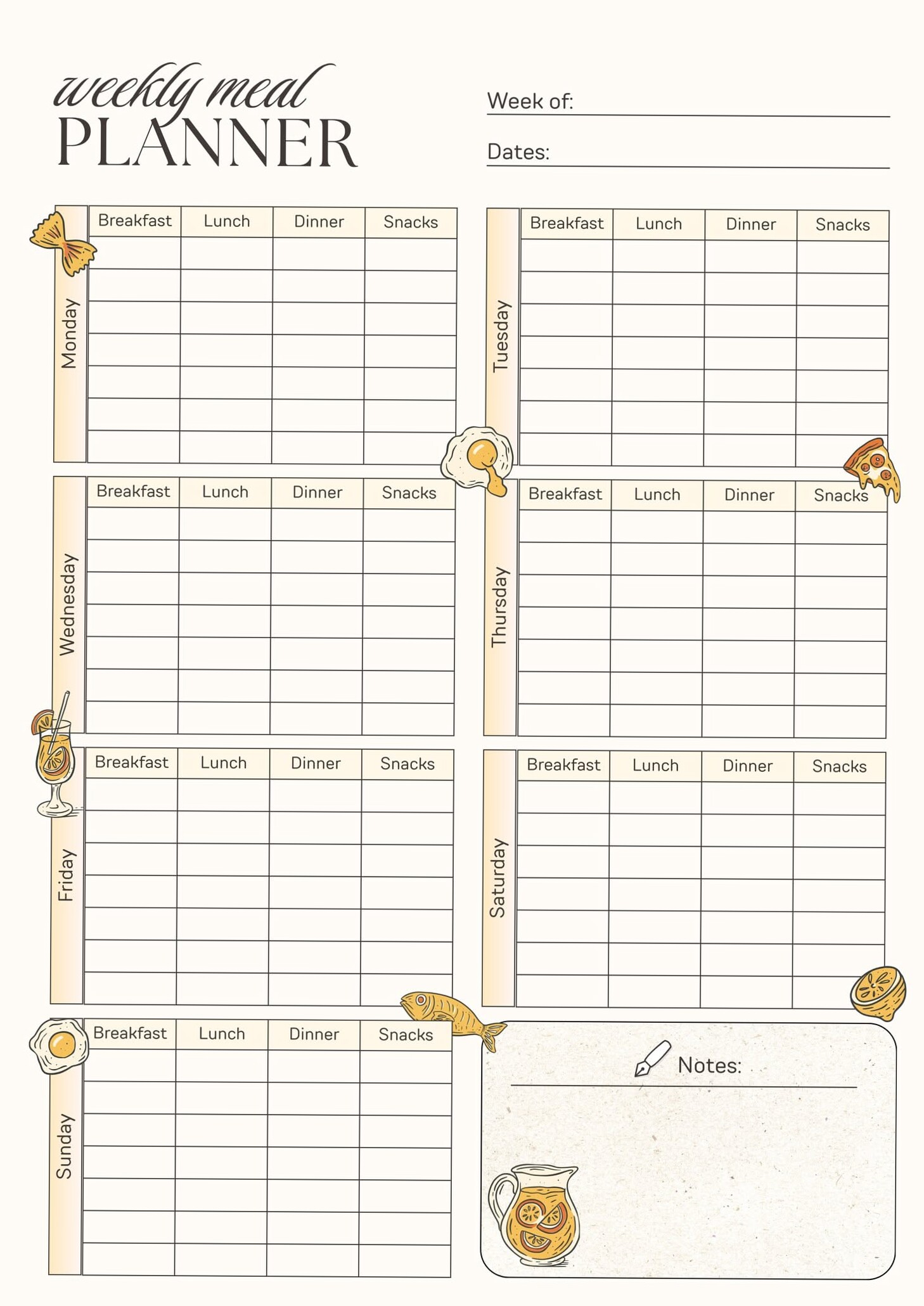 Weekly Meal Planner & Food Journal | Minimalist Digital Design — 📌 🖇️ dream life manifestation