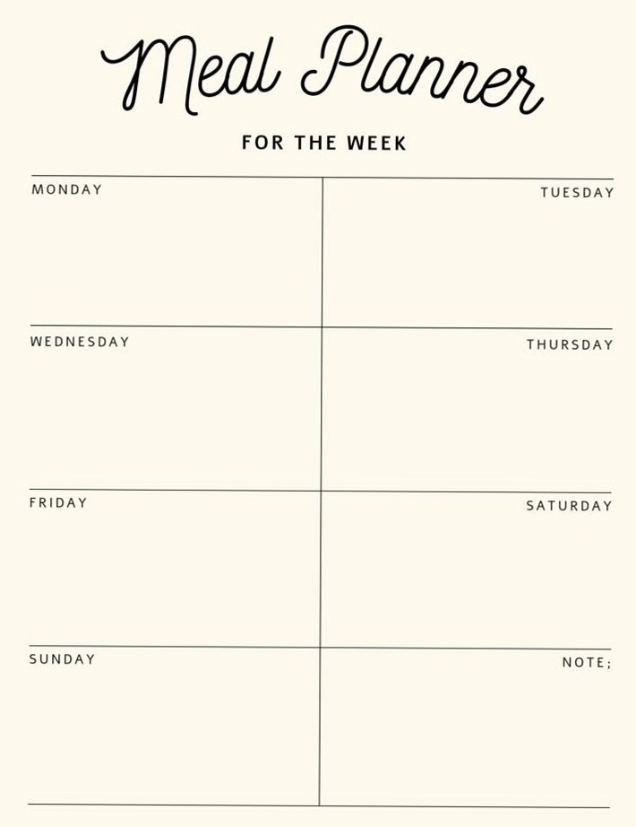 Weekly Meal Planner for Creative Minds — 🌈 🎨 secret to staying productive