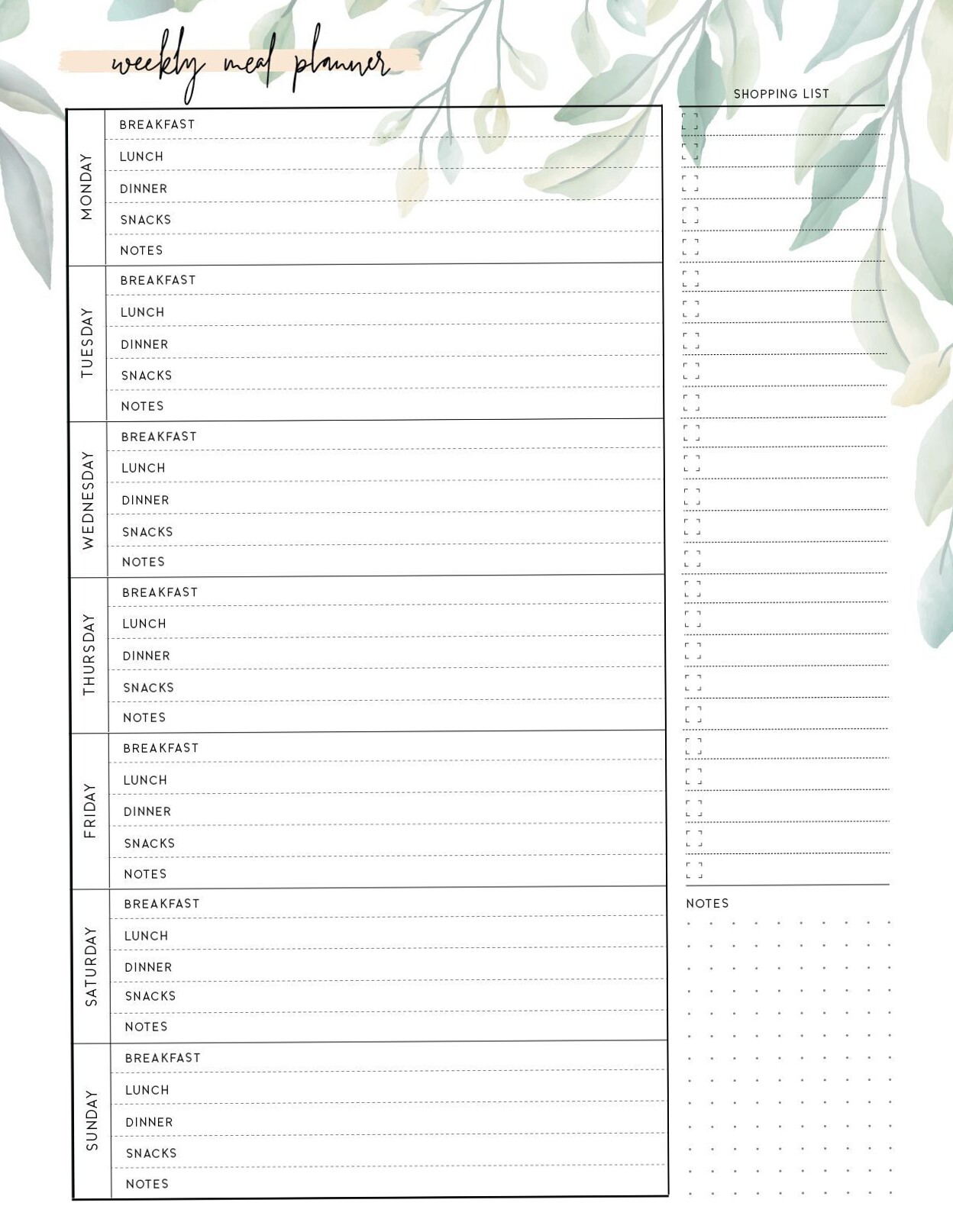 💍 💍 Weekly Meal Planner PDF — World of Printables | stay inspired all year long