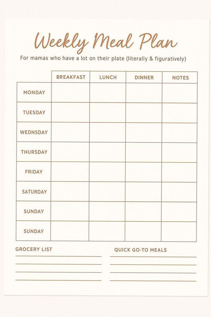 Weekly Meal Planner Printable | Simple Family Meal Plan | Busy Mom Organizer | Instant Download | M — 📁 📌 secret to staying productive