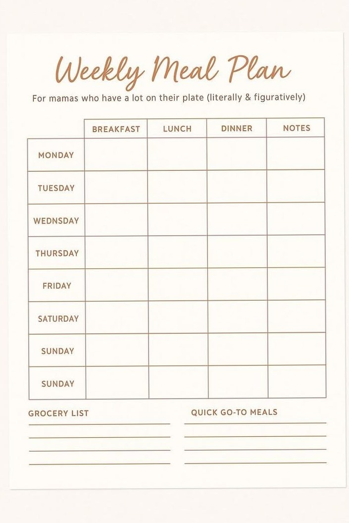Weekly Meal Planner Printable | Simple Family Meal Plan | Busy Mom Organizer | Instant Download | M — 📊 🖇️ secret to staying productive