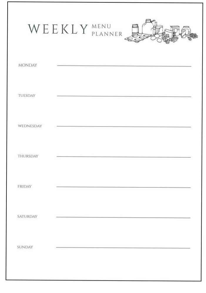 Weekly Menu Planner — Digital Design & Creative Planner Asset — 📁 📌 romanticize your routine