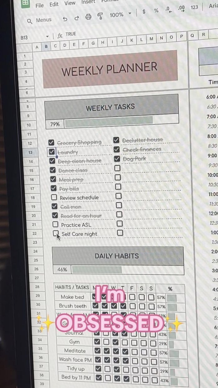 📅 🖇️ Weekly Planner 2024 | Google Sheets | Daily Planner Template | romanticize your routine