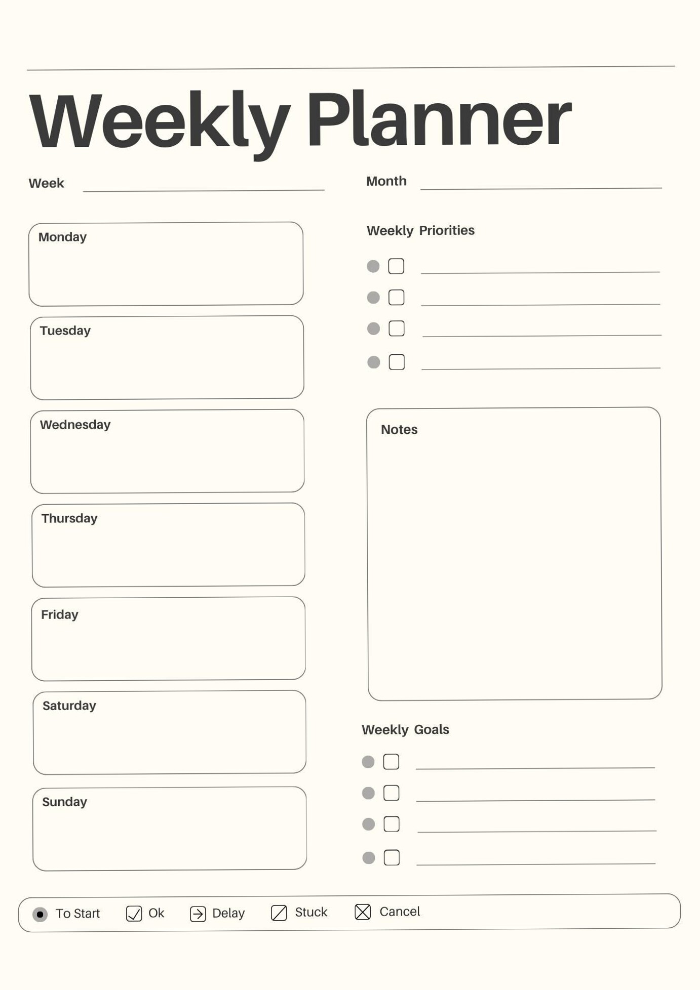 🍰 🥂 Weekly Planner Digital Download — Creative Design Asset | romanticize your routine