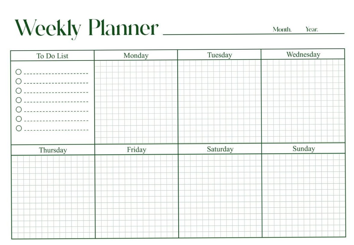 Weekly Planner Grid for 2019 Design — 💍 🍰 stay inspired all year long