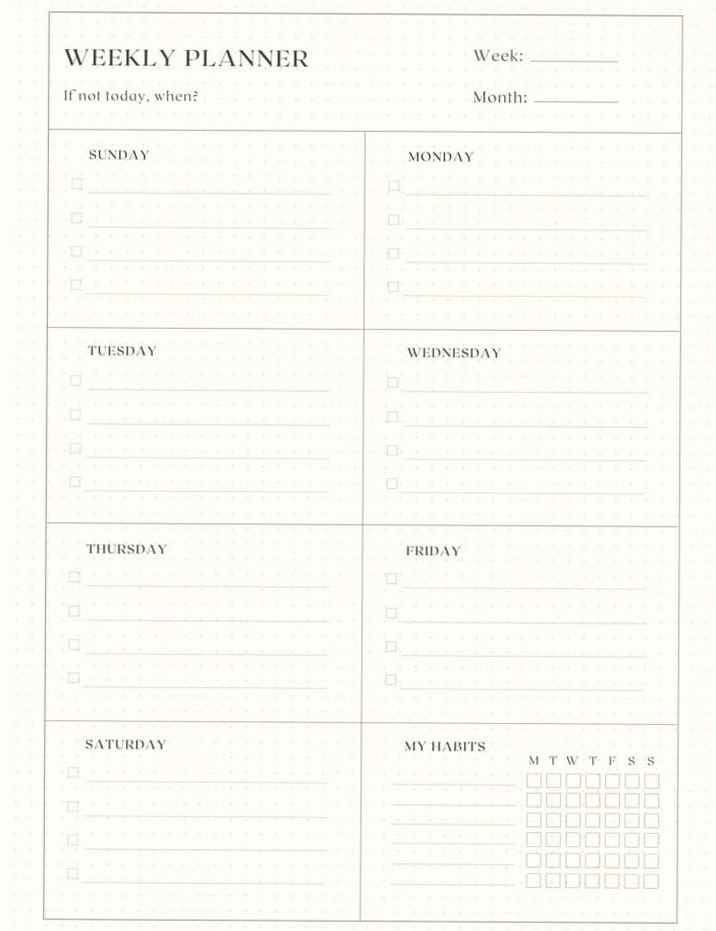 🥂 👰 Weekly Planner | Neutral Aesthetic Minimal To-Do & Monthly Work Planner Design | secret to staying productive