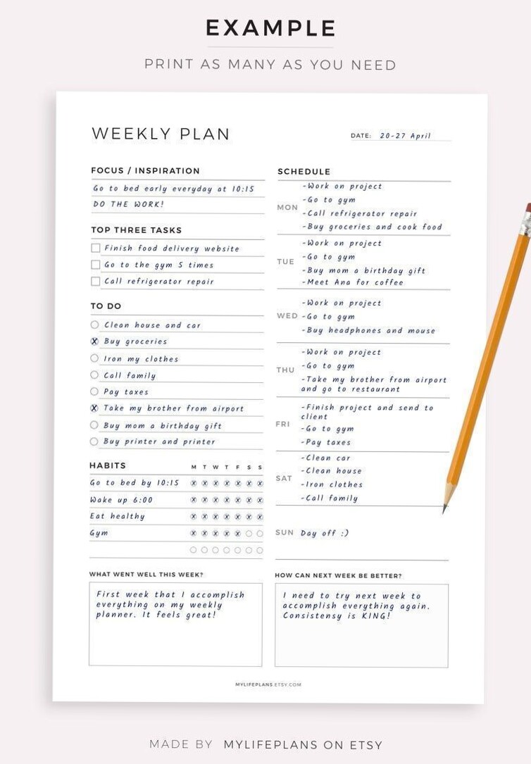 💌 💍 Weekly Planner Printable PDF | Etsy | stay inspired all year long