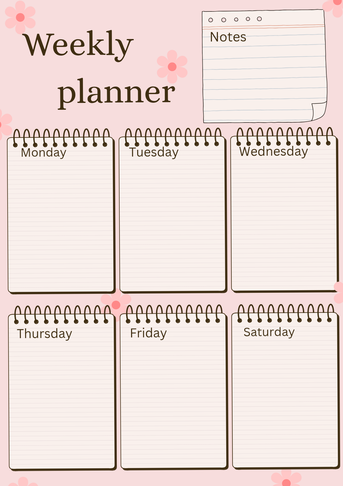 📊 📝 Weekly Planner Template | Aesthetic Organizer Design | romanticize your routine