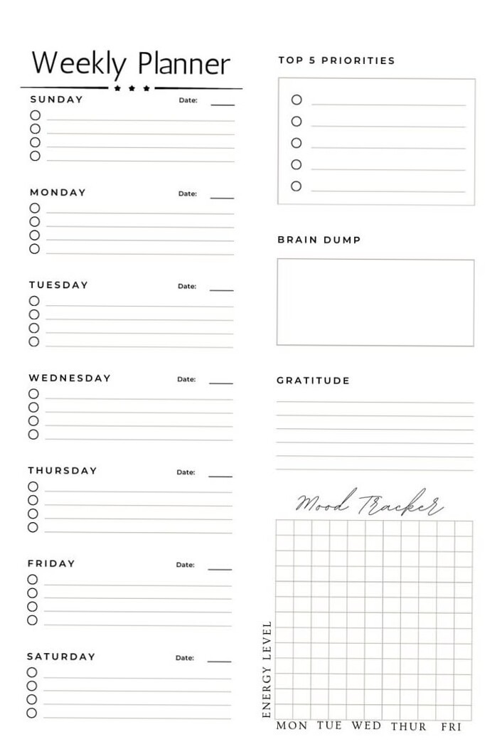 Weekly Planner Template for Digital Design & Creativity — 🍰 🌸 secret to staying productive