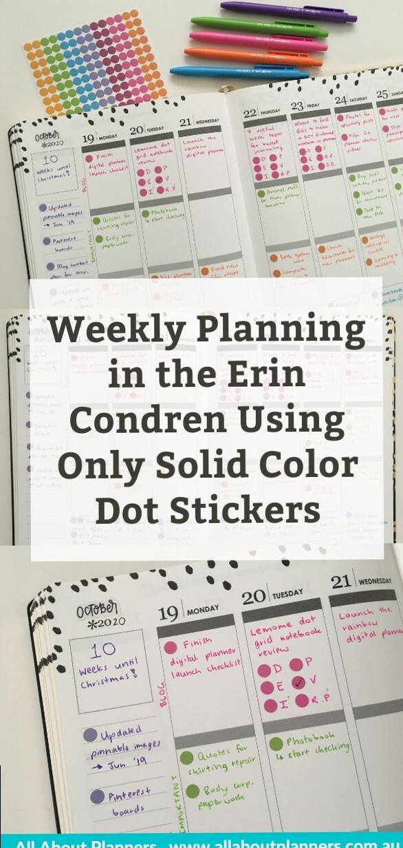 Weekly Planning in the Erin Condren Using Only Solid Color Dot Stickers — All About Planners — 🌸 🥂 secret to staying productive