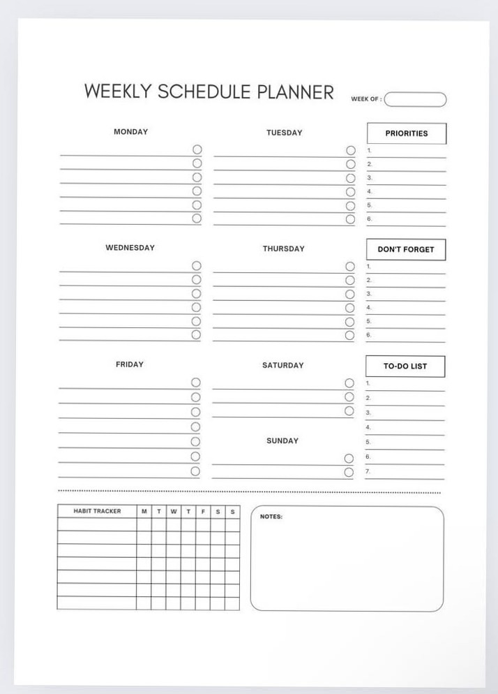 Weekly Schedule Planner: Printable Task & Goal Organizer (PDF) — 📊 📅 dream life manifestation