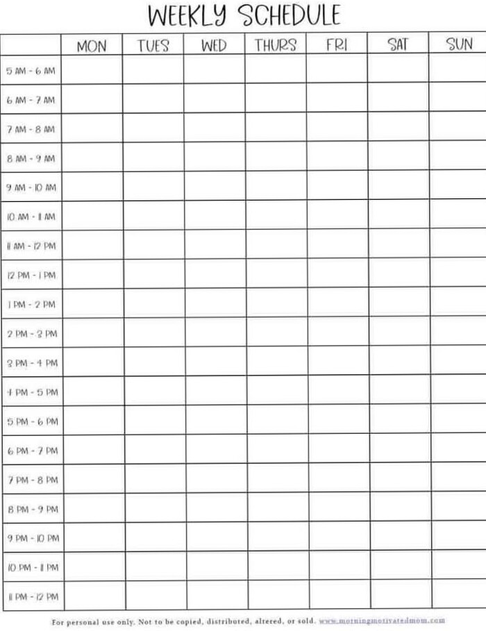 Weekly Schedule Printable for Design & Planning — 🕯️ 🤍 stay inspired all year long