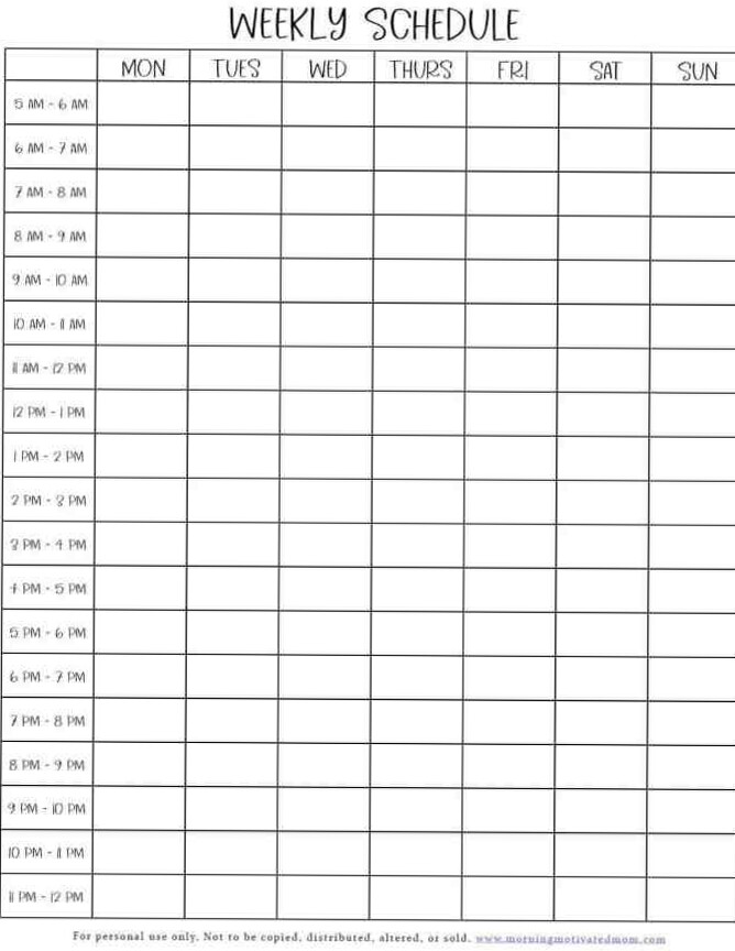 Weekly Schedule Printable for Creative Planners — 🪄 🎨 romanticize your routine