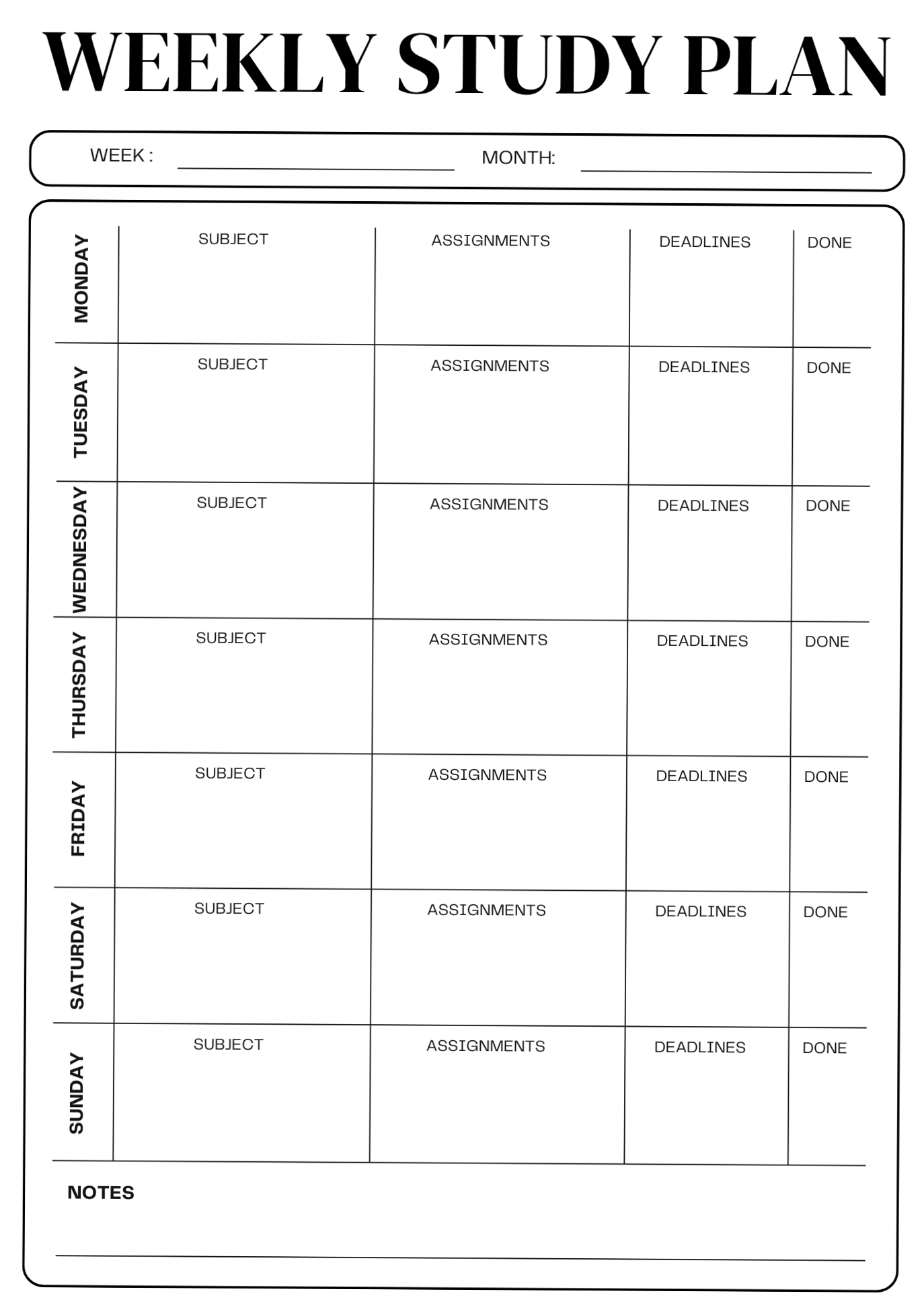 📍 💎 Weekly Study Planner — A4, A5, US Letter Printable | stay inspired all year long