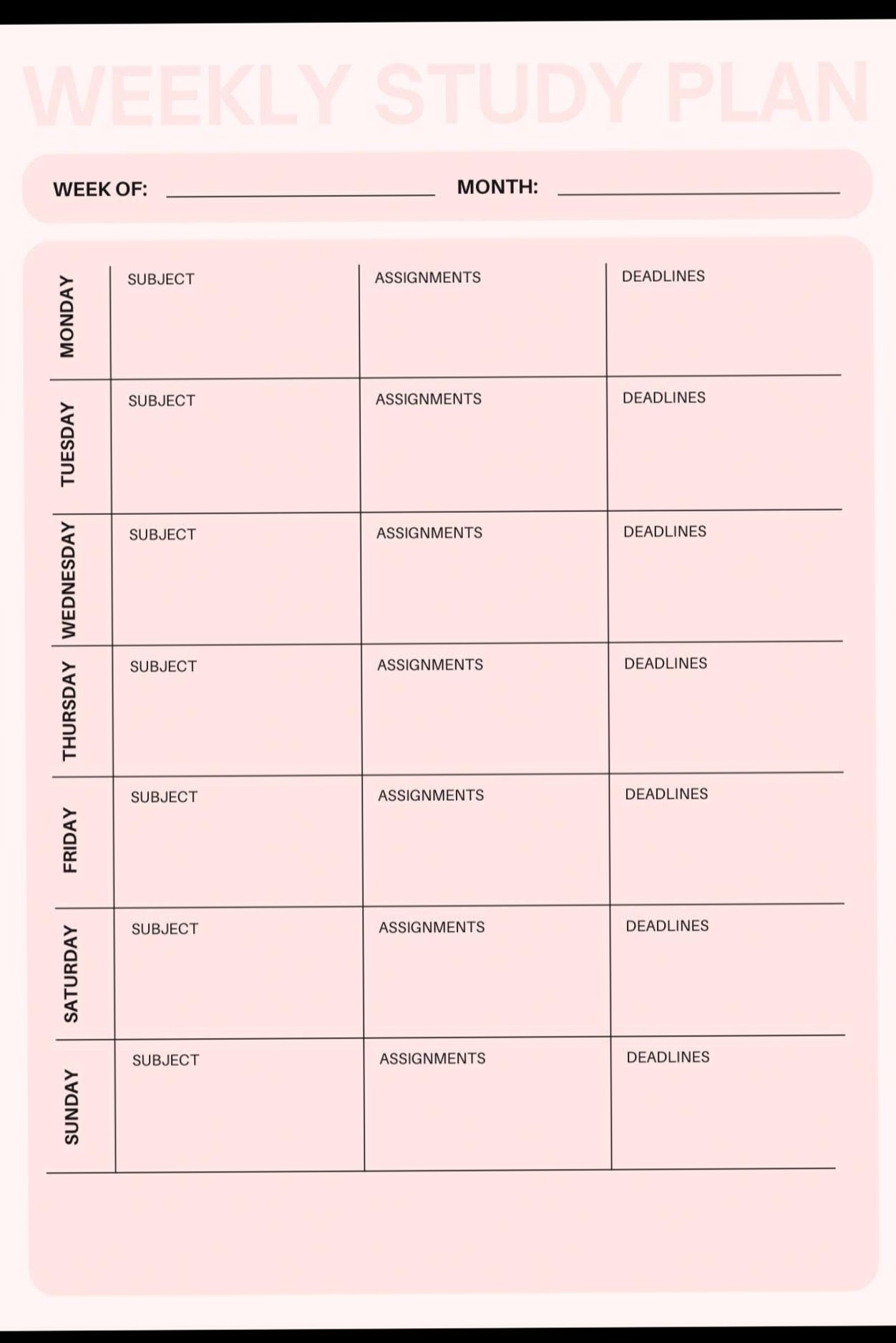 Weekly Study Planner | Digital Design & Creative Assets — 🪄 📍 dream life manifestation