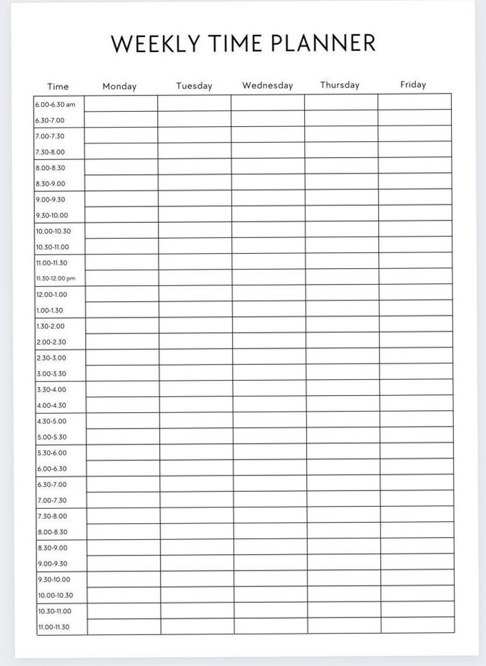 🤍 ✨ Weekly Time Planner — Hourly Schedule & Time Blocking Printable Template | stay inspired all year long