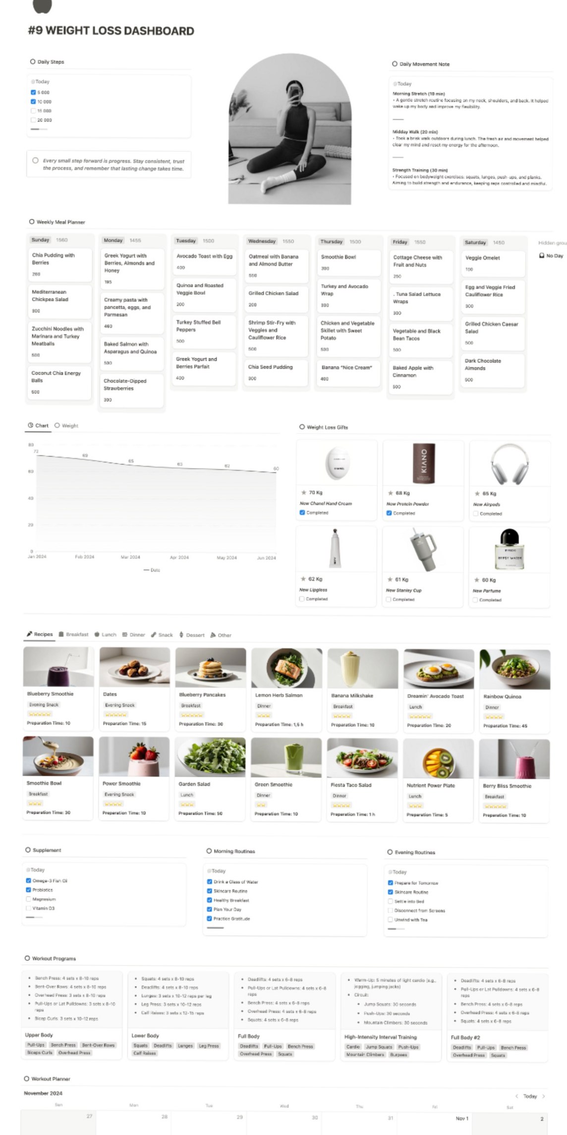 Workout Aesthetic Gym Notion Template — 🎀 ✨ pro digital dashboard