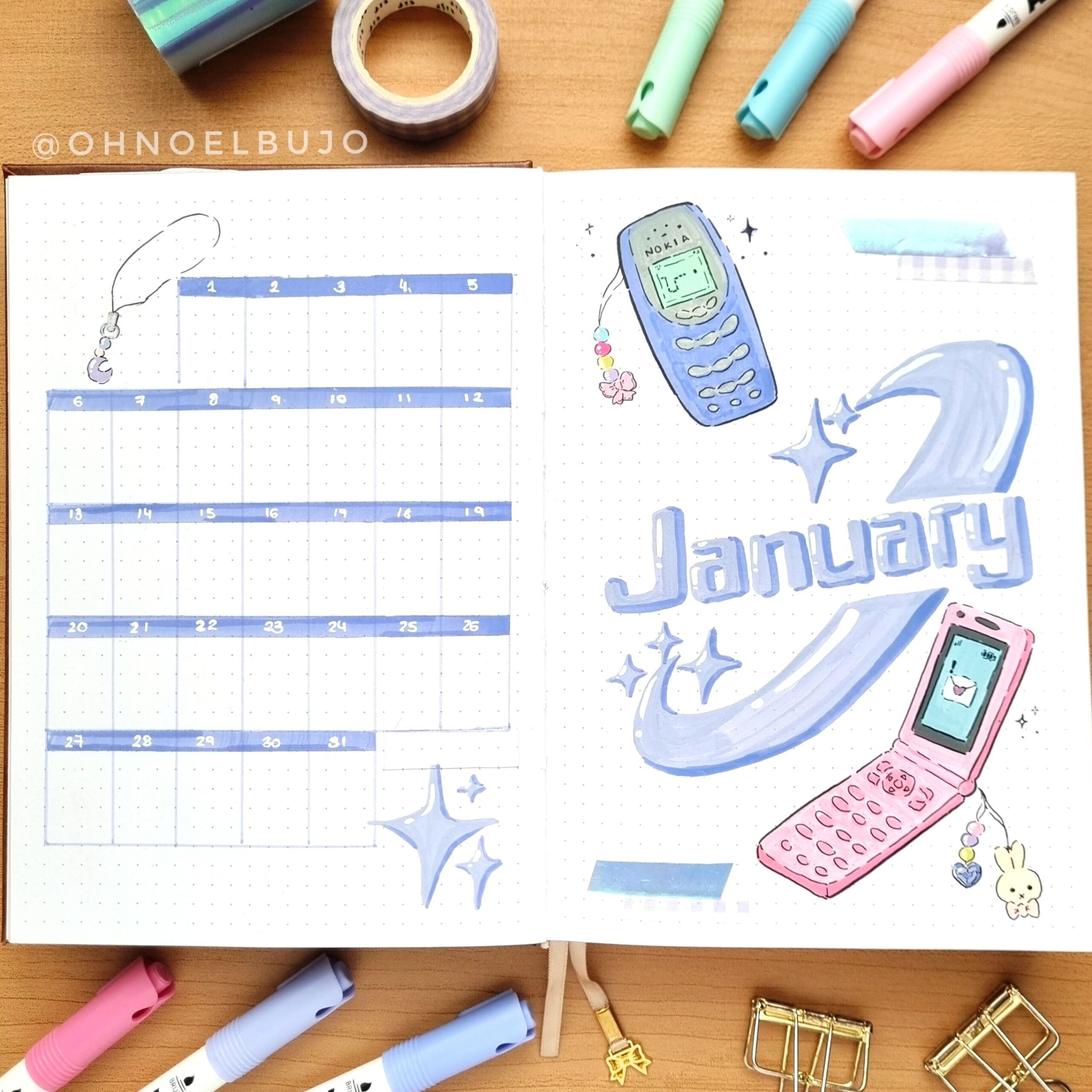 Y2K Cellphone January Cover & Calendar Page — ✨ 🎀 stay inspired all year long