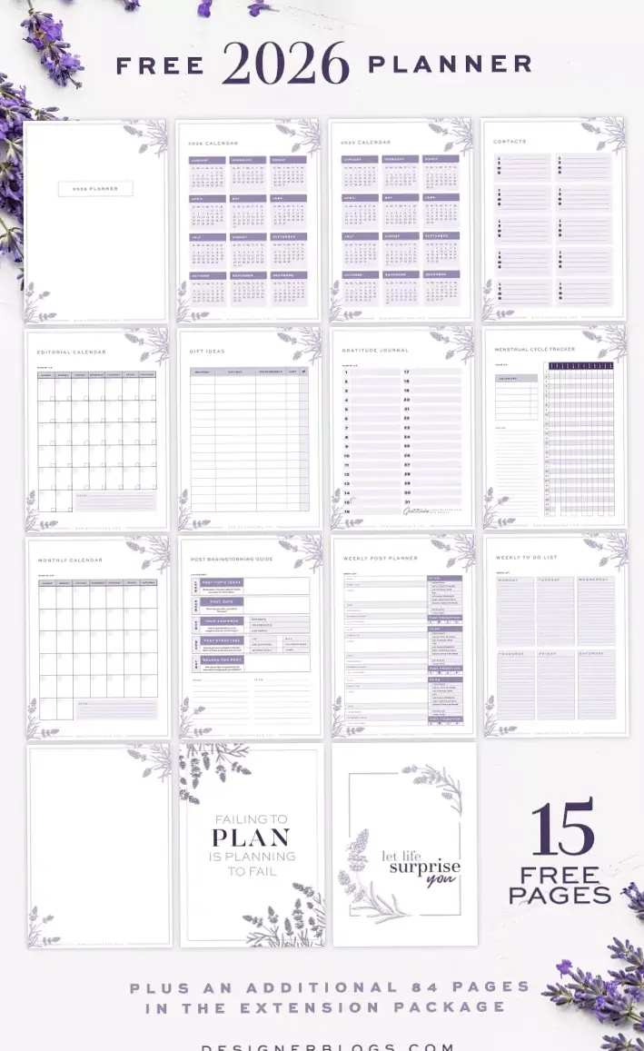 🥂 💌 Your Free 2026 Lavender Blog & Life Planner | romanticize your routine