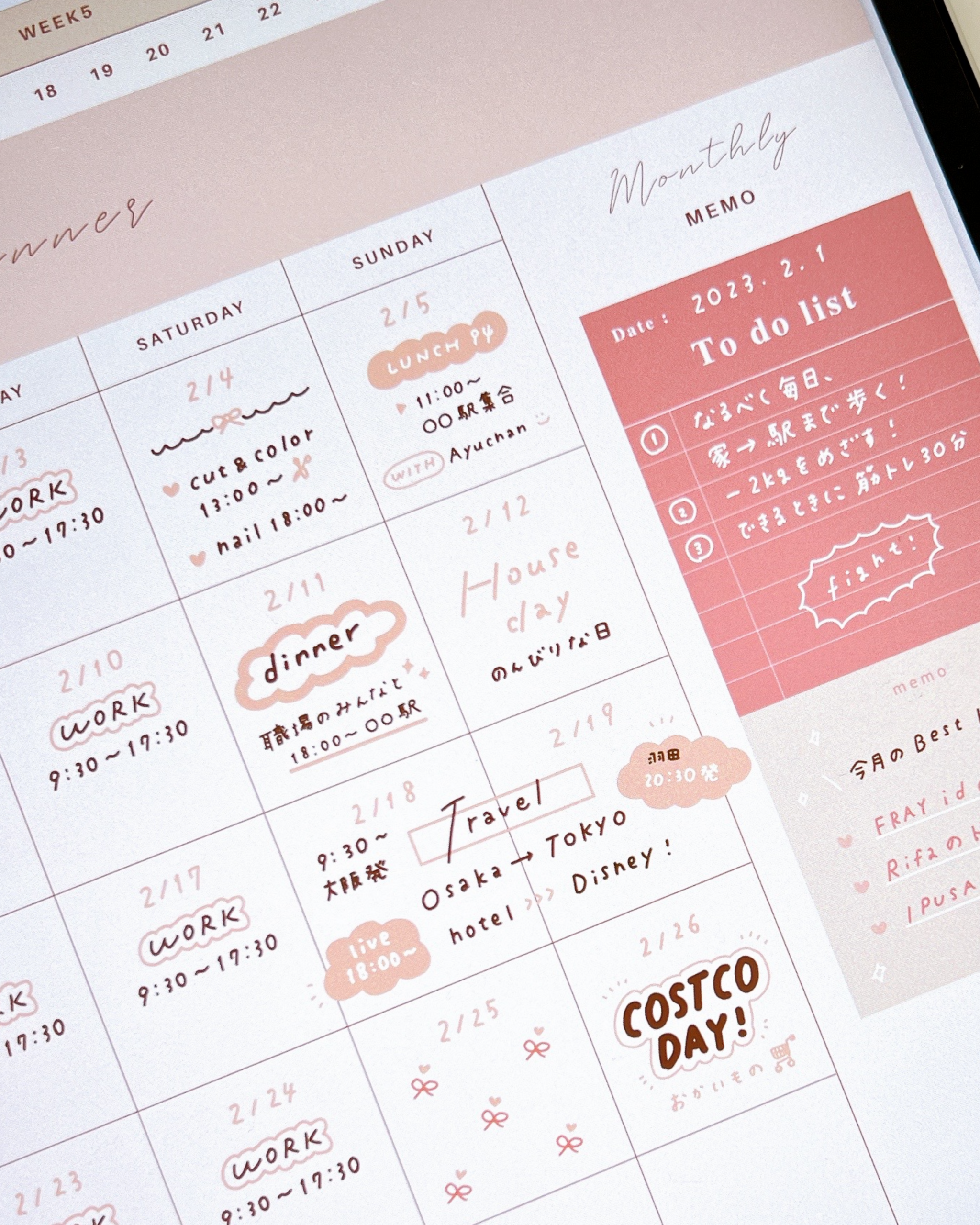 1ヶ月手帳 No.29 ピンクデザイン — ✨ ☁️ dream life manifestation