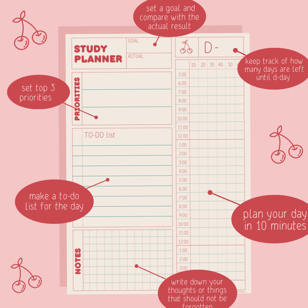 🎨 🌈 10-Minute Study Planner | Digital Design & Creative Assets | secret to staying productive