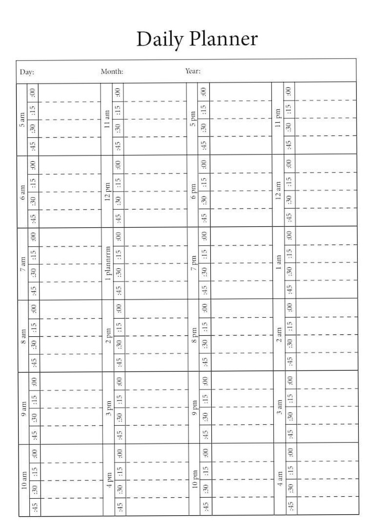 🌸 🍰 15-Min Daily Planner Printable for Time Blocking | romanticize your routine