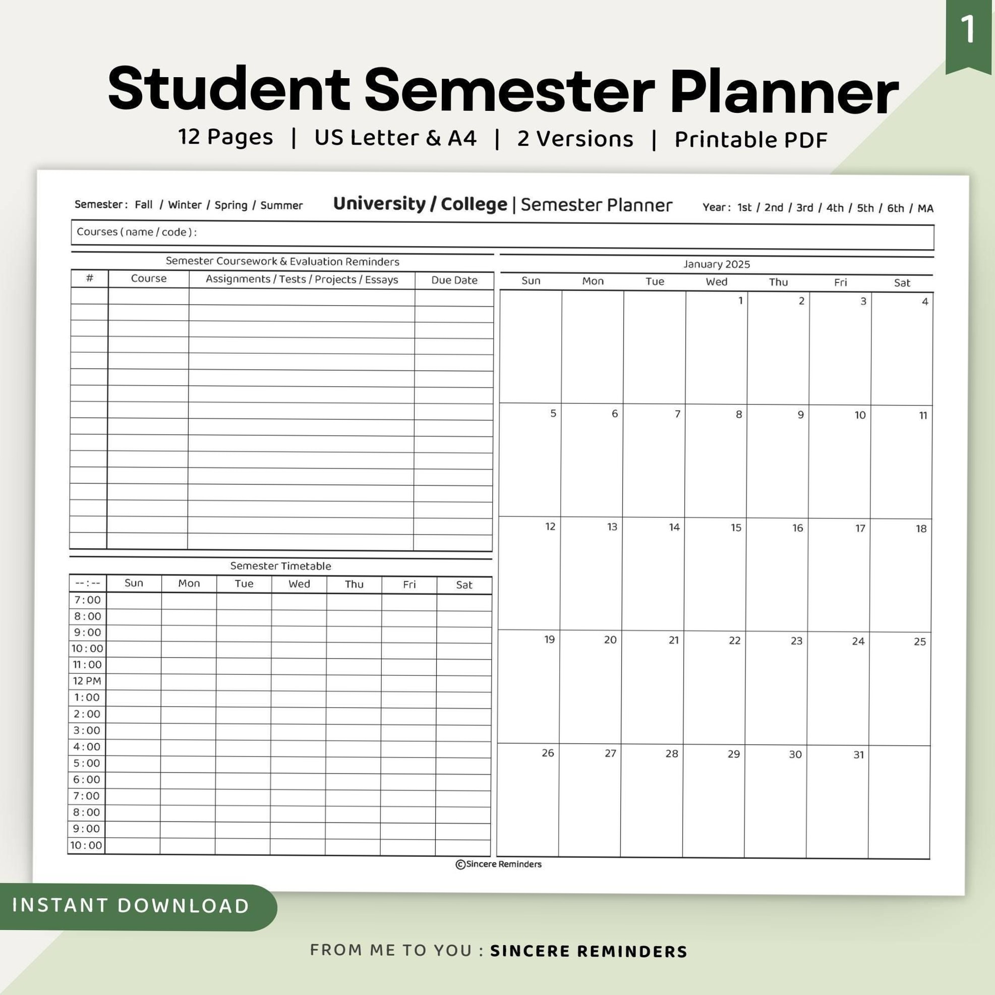 2025 Academic Student Planner: Monthly Schedule for College & University Students — 📊 📊 secret to staying productive