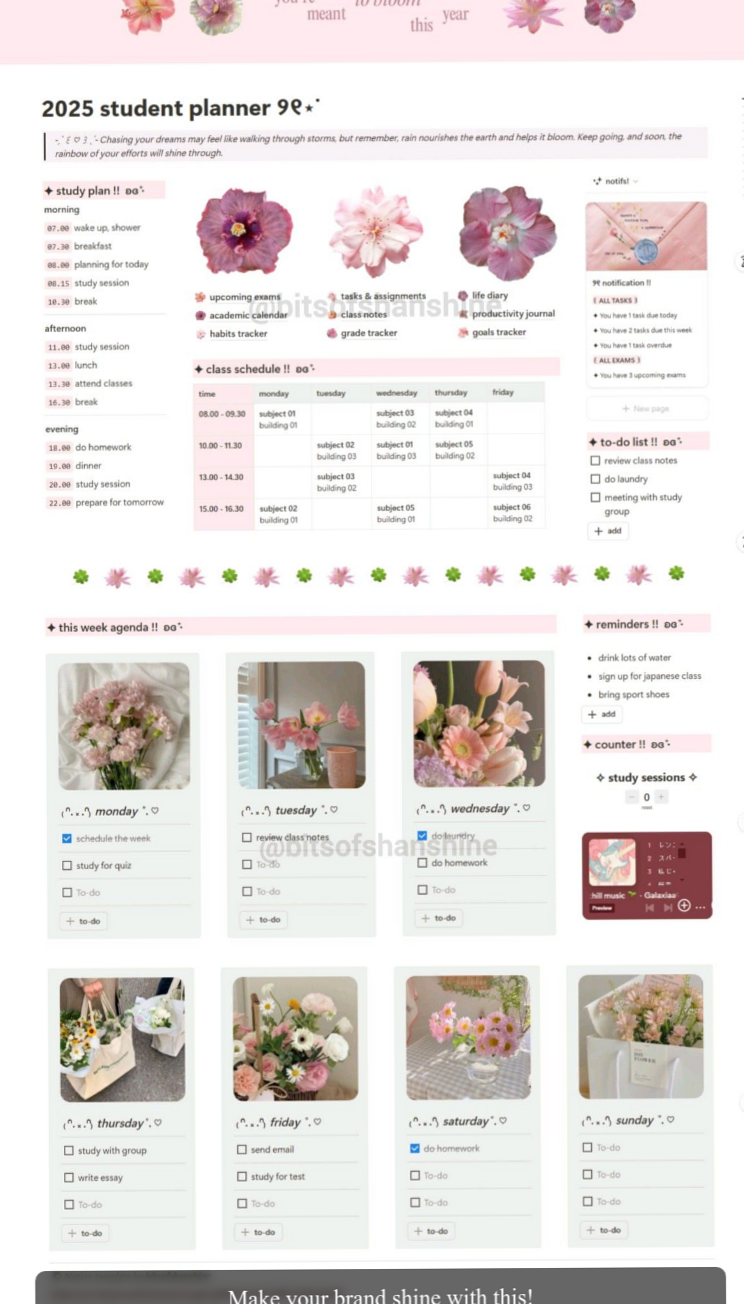 ☁️ 🌿 2025 Student Planner Notion Template for Productivity & Organization | game-changing digital system