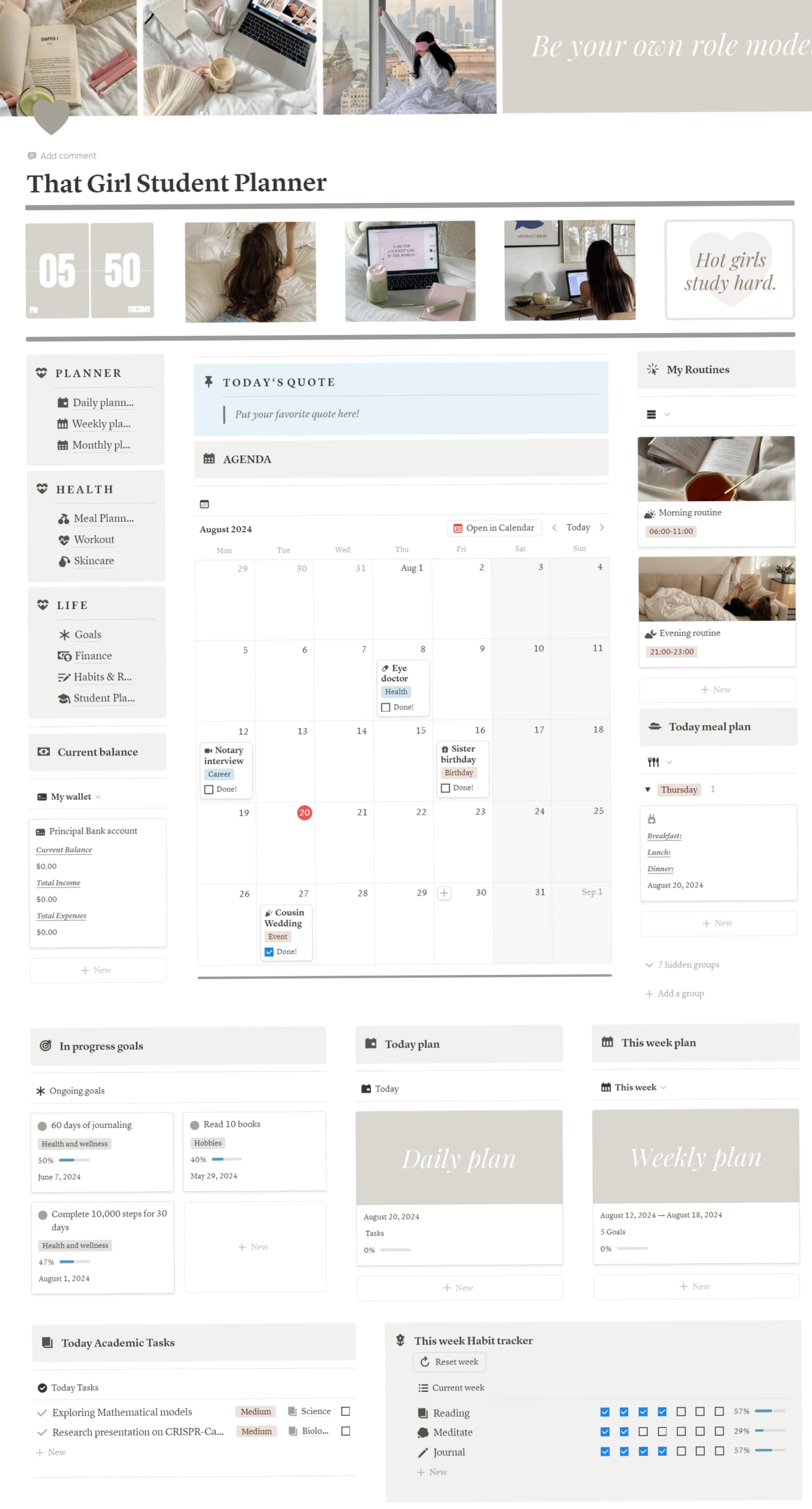 🎨 🪄 2026 efficiency hack: That Girl Student Planner Notion Dashboard Selfcareplanner 3973 1042