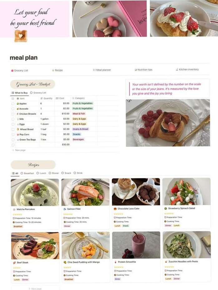 ✨ 🕯️ 2026 Meal Prep Simplified: Notion Template for Effortless Home Cooking | only tool for life admin
