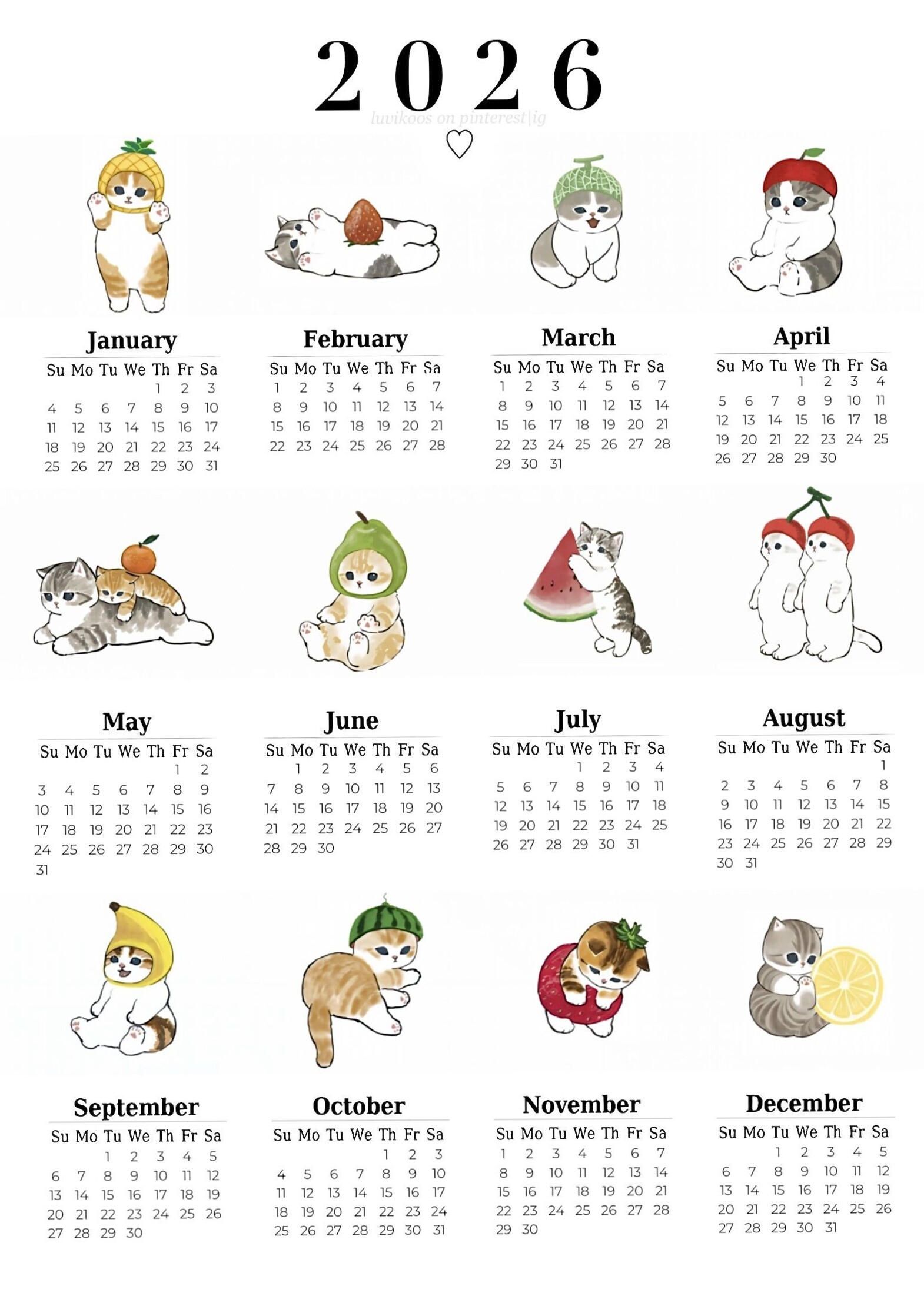 2026 Mofusand Digital Planner Calendar — 🤍 ☁️ romanticize your routine