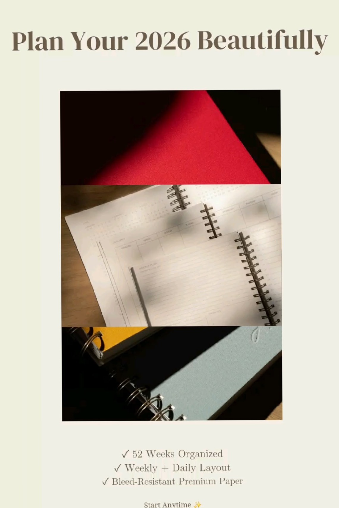 2026 Spiral Planner – Aesthetic Weekly & Daily Organizer — 🖌️ 📍 dream life manifestation